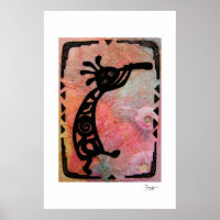 Kokopelli on Rice Paper and Painted Background