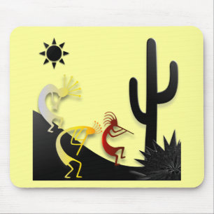 Kokopelli on the road under the sun mouse pad