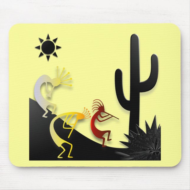 Kokopelli on the road under the sun mouse pad (Front)