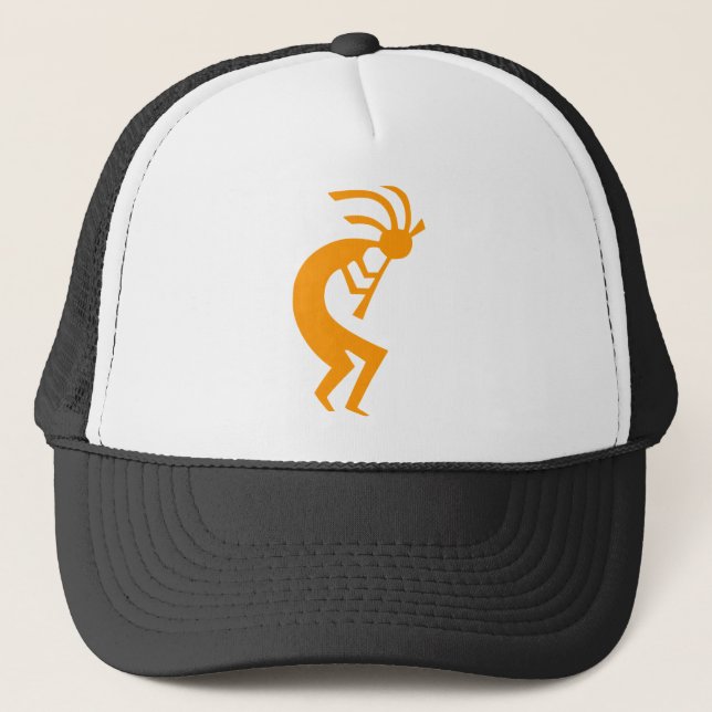 Kokopelli Orange Trucker Hat (Front)