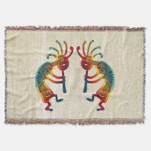 KOKOPELLI ornaments + your ideas Throw Blanket