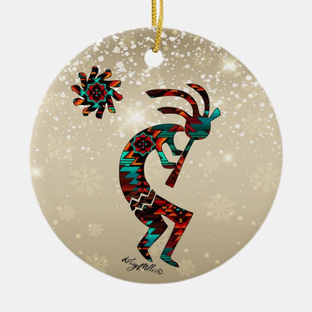 KOKOPELLI PLAYING THE FLUTE CERAMIC ORNAMENT (Front)