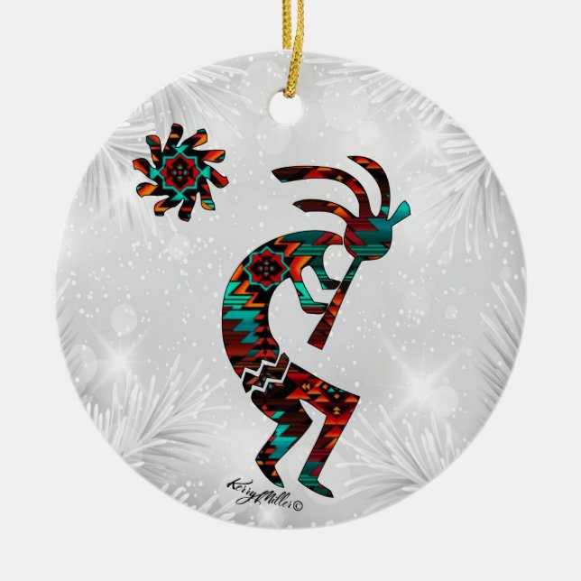 KOKOPELLI PLAYING THE FLUTE CERAMIC ORNAMENT (Front)