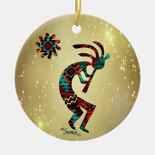 KOKOPELLI PLAYING THE FLUTE CERAMIC ORNAMENT (Front)