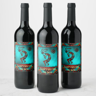 KOKOPELLI PLAYING THE FLUTE WINE LABEL