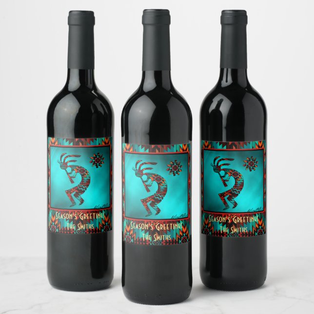 KOKOPELLI PLAYING THE FLUTE WINE LABEL (Bottles)