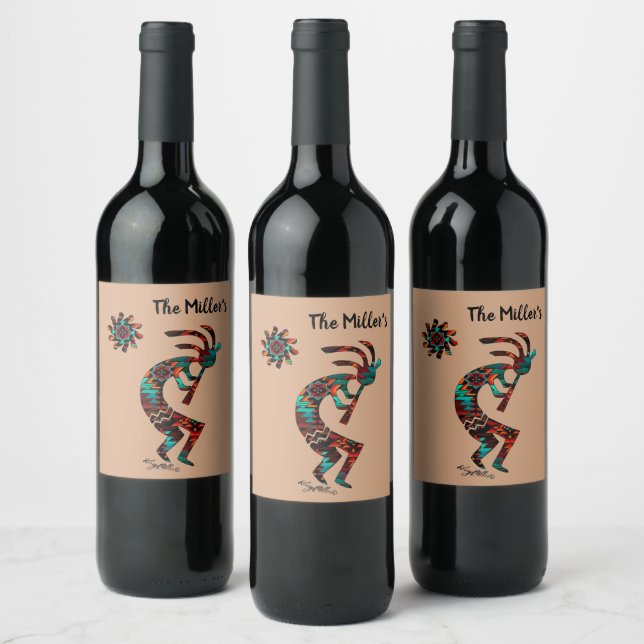KOKOPELLI PLAYING THE FLUTE WINE LABEL (Bottles)