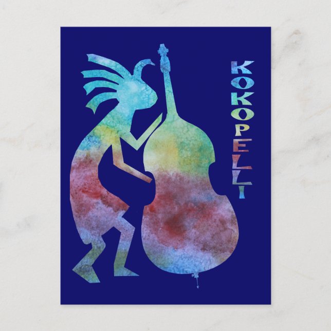 Kokopelli Plays Bass Postcard (Front)