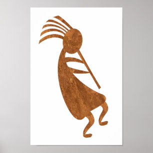 Kokopelli Rust Colour Poster