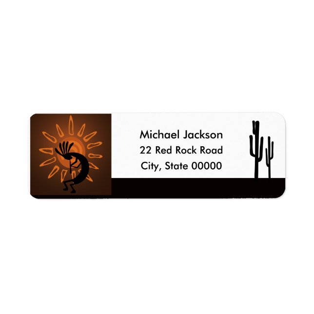 Kokopelli Rustic Brown Return Address  Label (Front)