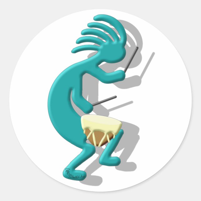Kokopelli Snare Drum Classic Round Sticker (Front)