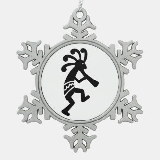 Kokopelli Snowflake Pewter Christmas Ornament
