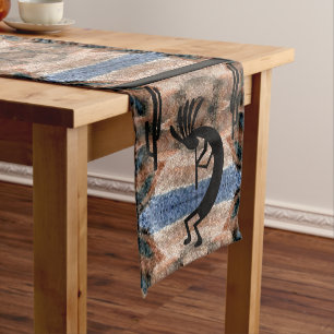 Kokopelli Southwest Abstract Mosaic Brn 14 x 72 Short Table Runner