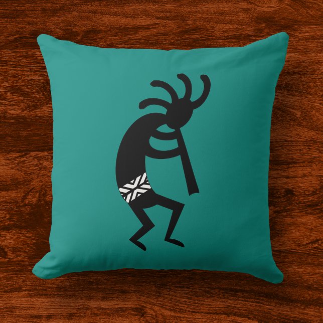 Kokopelli Southwest Black And Teal Cushion (Creator Uploaded)