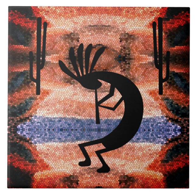 Kokopelli Southwest Desert Landscape Tile (Front)