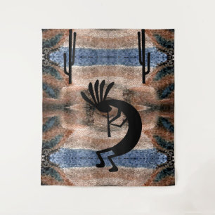 Kokopelli Southwest Desert Mosaic 68 x 80 Tapestry