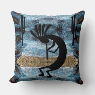 Kokopelli Southwest Desert Mosaic Blue 20" Cushion