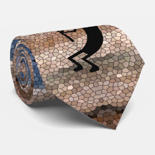 Kokopelli Southwest Desert Mosaic Brown Tie