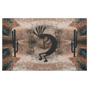 Kokopelli Southwest Desert Mosaic Earthtone DIY Fabric