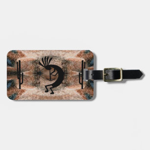 Kokopelli Southwest Desert Mosaic Luggage Tag