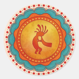 Kokopelli Southwest Inspired Classic Round Sticker