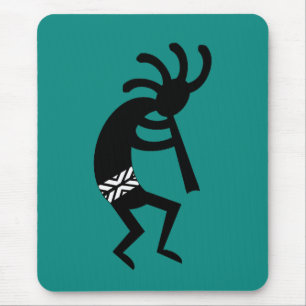 Kokopelli Southwest Teal Design Mouse Pad