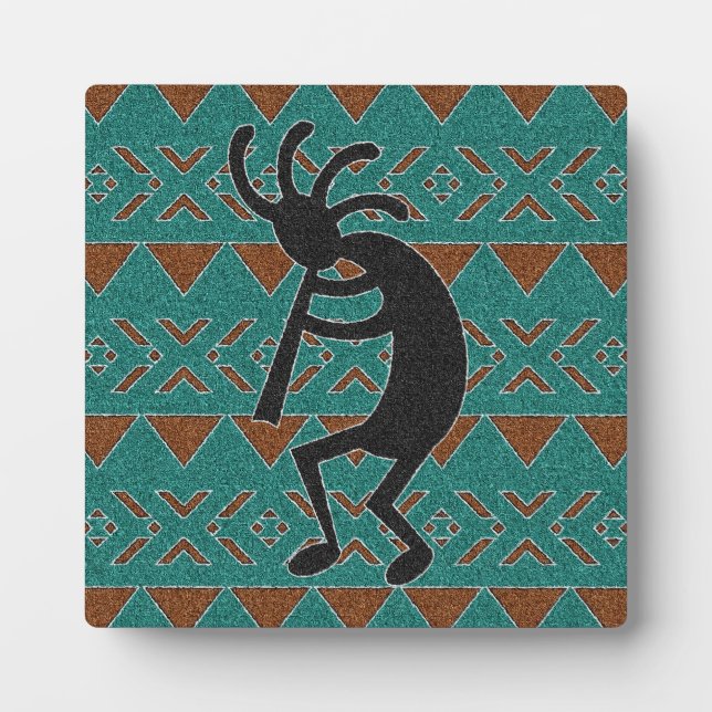 Kokopelli Southwestern Turquoise Design Plaque (Front)