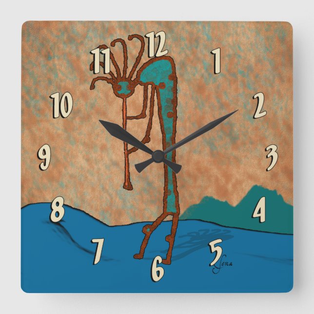 Kokopelli Square Wall Clock (Front)