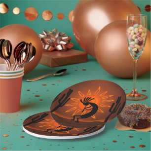 Kokopelli Sun Bronzed Sunset Brown 7"  Paper Plate