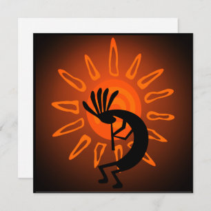 Kokopelli Sun Bronzed Sunset Flat Card