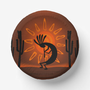 Kokopelli Sun Bronzed Sunset Paper Plate