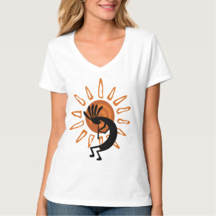 Kokopelli Sun Ladies Brown Tshirts