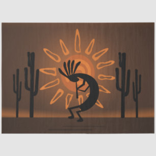 Kokopelli Sun Southwest Rustic Brown Decoupage Tissue Paper