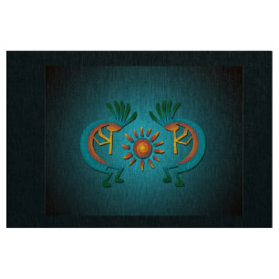 Kokopelli Sun Southwest Turquoise Fabric