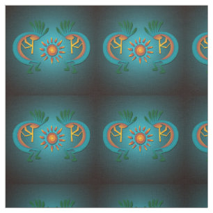 Kokopelli Sun Southwest Turquoise Fabric