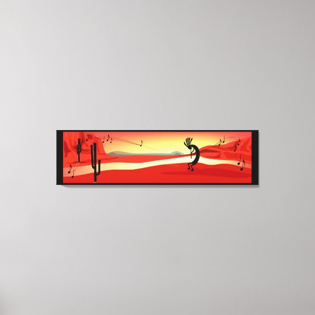 Kokopelli Sunset Desert Landscape Canvas Print (Front)