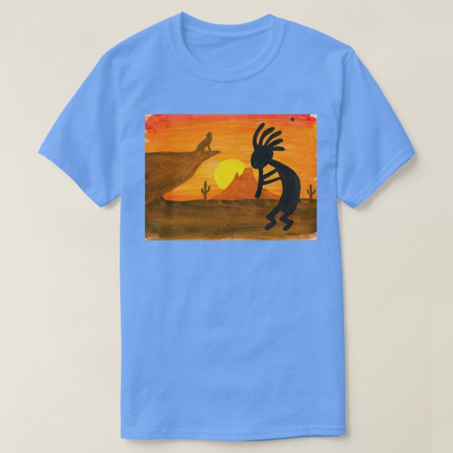 Kokopelli Sunset  T-Shirt (Design Front)