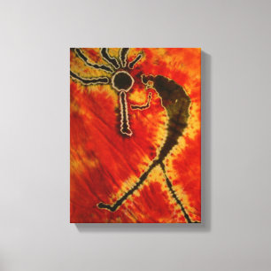 Kokopelli Tie Dye Stretched Canvas Print
