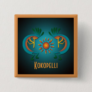 Kokopelli with Sun Custom Button