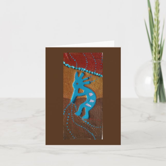 "Kokopelli with Turquoise" notecard, blank inside Card (Front)