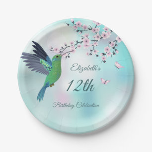  Kolibri And Cherry Blossom    Birthday  Paper Plate