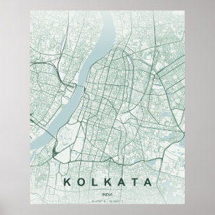 Kolkata India City Map Minimal Design Poster