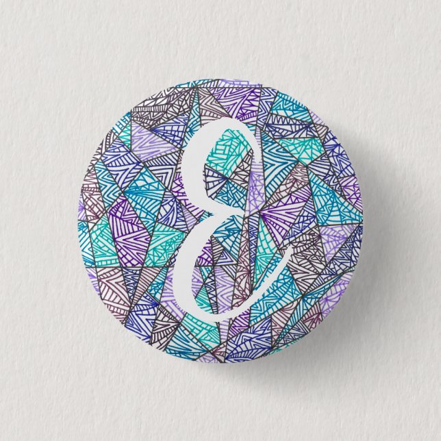 Kolmio (cool colours) Personalised Button (Front)