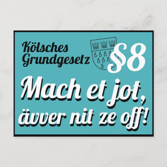 Kölsches Grundgesetz Artikel 8 Postcard (Front)