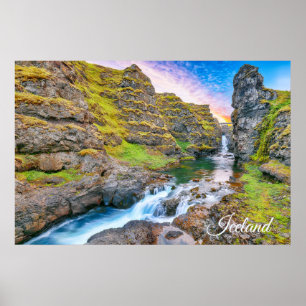 Kolufossar Waterfalls, Iceland Poster