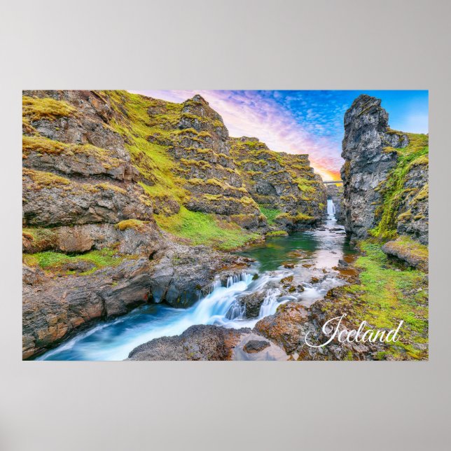 Kolufossar Waterfalls, Iceland Poster (Front)