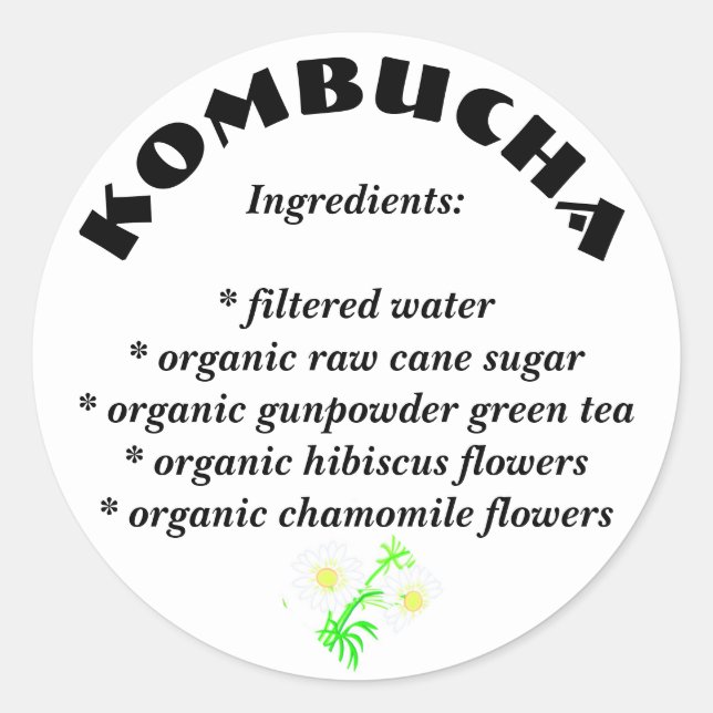 Kombucha List of Ingredients Stickers (Front)