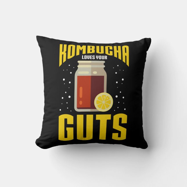 Kombucha Loves Your Guts Kombucha Tea Drinker Cushion (Front)