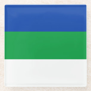 Komi Republic Flag Glass Coaster