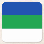 Komi Republic Flag Square Paper Coaster<br><div class="desc">Patriotic flag of Komi Republic.</div>